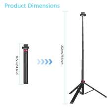 三合一可伸缩三脚架自拍杆，带COB补光灯 | 360°球形云台、冷靴接口和1/4英寸螺丝，兼容手机、相机和网络摄像头 | 便携式多功能摄影摄像支架 | 铝合金材质，Eonix品牌 - 手提式伸縮三腳架 - 查看 3