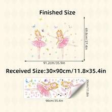 1张公主主题儿童卧室墙贴，卡通女孩身穿粉色连衣裙，手捧鲜花和爱心，适合婴儿房/游戏室DIY家居装饰墙贴 - 彩色 - 查看 15