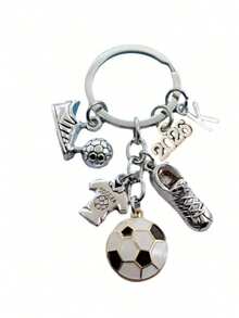 新款时尚A-Z字母金属钥匙扣，男士时尚足球钥匙圈，足球鞋礼物，足球汽车钥匙链，派对饰品 - 彩色 - 查看 18