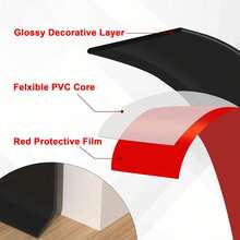 自粘式踢脚线，3.93 英寸橡胶踢脚线乙烯基墙面踢脚线，柔性踢脚线装饰条，粘性踢脚线装饰条橡胶弧形踢脚线（3.28 英尺，白色） - 彩色 - 查看 4