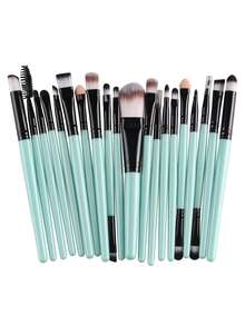 20-Piece Eye And Face Makeup Brush Set, Including Foundation, Eyeshadow, And Blush Brushes – A Complete Makeup Tool Set. - màu xanh lá - Xem 4
