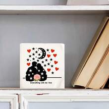 Decorative Wooden Box With Couple Silhouette, Stars, Crescent Moon, Rose & 'Everything Will Be Fine' Inscription - Perfect Romantic Gift For Lovers, Anniversary, Home Decor Accent - White - View 2