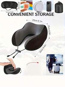 Adjustable Neck Pillow, Outdoor Travel Car Pillow, Detachable Hood U-Shaped Pillow, Adjustable Hooded U-Shaped Neck Pillow | Made Of Polyester Fiber, Handwashable, Multiple Colors Available, Suitable For Car Travel And Outdoor Use, Comfortable And Supportive For Neck - Multicolor - View 6