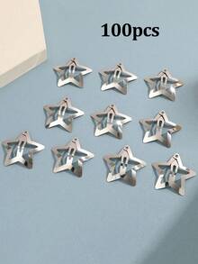10/20/30/50/100个装女士Y2K五角星金属发夹，适合日常佩戴，头部饰品，女士发饰，发夹，发卡 - 銀色 - 查看 13