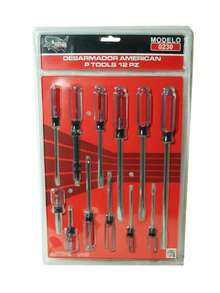 Desarmadores de lujo punta de cruz y planos 12 piezas - Rojo - Ver 1