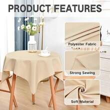 [Free Shipping]Small Square Tablecloth 36x36 Inch Washable Polyester Side Table Cloth Solid Beige Heavy Duty End Table Cover For Dining Home Party - Beige36inchx36inchSquare - View 5