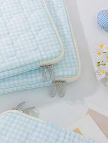 1 Túi đựng máy tính xách tay in họa tiết kẻ caro xanh dương, nhẹ, kích thước 11/13/15 inch, bảo vệ máy tính bảng, phù hợp với iPad Air 13 M3 Pro 11 M4 A16 11th 10th 10.5 10.2 9.7 inch, laptop 13 15 inch, chống sốc, lót túi đựng laptop, vật dụng cần thiết cho nhân viên văn phòng và sinh viên, quà tặng tựu trường. - Màu xanh lam - Xem 10