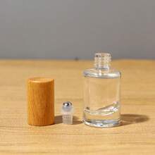 10ml Roll-On Essential Oil Bottle, Roll-On Applicator, Perfume Bottle, Massage Glass Bottle With Wooden Cap, Empty Bottle - Multicolor - View 3