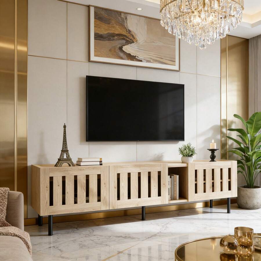 Television Stands & Entertainment Centers - Natural + MDF - View 1