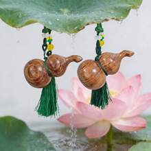 Beautiful Gourd Pendant Decoration, Home Decor, Bag Decoration, Car Hanging Decoration, Natural Textured Wooden Gourd, Portable, Unique Gift - Wherever You Go, Whatever You Do, May Your Gourd Watch Over You. - Coffee Brown - View 8