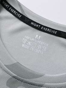 Camiseta de manga corta ligera y de secado rápido con camuflaje para hombre, para deportes al aire libre en verano - Gris Claro - Ver 5