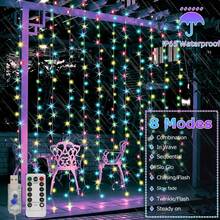 1pc 300cm USB LED Curtain Light String, Christmas Room Decoration, Remote Control 8 Function Light Garland ,Wedding And Birthday Curtain Decoration - 多色光 - 查看 5