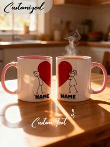 Personalized Mug, Couple Mugs, Valentine's Day, Newlyweds, Valentine's Day, New Year, Suitable For Gifting To Dad, Mom, Friends And Colleagues, New Year Gift, Wedding Gift, Gift, Romantic Design, Handmade Gift Commemorative Cup, Friend's Gift, Married Couple, Men's Gift, Women's Gift, Valentine's Day Gift, Ideal Gift For Him On Valentine's Day