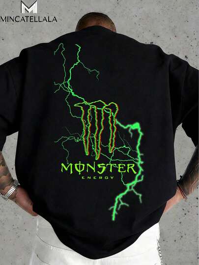 Monster Energy Lightning,Men's T-Shirt, Men's Clothing, Printed T-Shirt, Valentine's Day Gift, Holiday Apparel, Casual Home Wear, Fashion, Unisex
