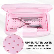 Nail Tool Clean Box Plastic Nail Tray For Alcohol Cleaning Container For Nipper Clipper Cutter Manicure Tools Nail Art Equipment For Salon SPA (Pink) - Pink - View 4