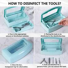 Nail Tool Clean Box Plastic Nail Tray For Alcohol Cleaning Container For Nipper Clipper Cutter Manicure Tools Nail Art Equipment For Salon SPA (Blue) - Blue - View 5
