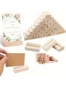 1/5/10pcs Wooden Acrylic Sign Holders, Table Number Card Stands, Display Racks For Cards, Postcards, Business Cards, Suitable For Wedding, Engagement, Bachelor Party, Birthday, Prom, Hotel, New Year - Multicolor - View 2