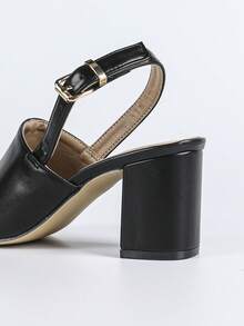 Sandales à talons hauts d'été pour femmes, chaussures noires printemps/été, chaussures élégantes pour femmes, sandales à talons hauts sexy et à la mode, sandales à bout ouvert, talons hauts noir pur, sandales à bout rond, sandales à talons blocs pour femmes, chaussures de mariage et de mariée, chaussures à talons épais, chaussures noires, sandales pour femmes, chaussures noires pour femmes, sandales à boucle monobloc, sandales affinantes pour femmes, sandales à talons pour rendez-vous, fête, soirée, port extérieur, couleur unie, vacances, talons mi-épais, chaussures minimalistes pour femmes - Noir - Voir 10
