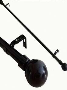 1pc Black/White Stainless Steel Combination Curtain Rod, Suitable For Bathroom Shower Curtain, Bedroom And Living Room Window Curtain, Roman Blind - Multicolor - View 2