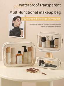 1 Túi đựng mỹ phẩm du lịch bằng PVC chống thấm nước, túi đựng mỹ phẩm trong suốt, dung tích lớn, túi đựng đồ dùng cá nhân di động dùng khi đi bơi ngoài trời, túi đựng mỹ phẩm du lịch đa chức năng, túi đựng đồ dùng cá nhân, túi sắp xếp hành lý, túi đựng đồ du lịch công tác chống thấm nước, túi đựng đồ trang điểm. - Nhiều màu - Xem 6