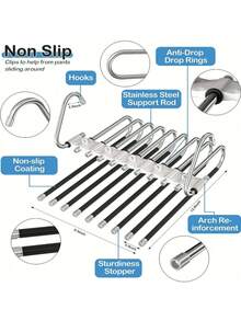 1 Giá treo quần áo 9 tầng bằng kim loại, giá đựng quần áo hình chữ S bằng thép không gỉ chống trượt có móc, thích hợp cho quần legging và quần dài, dụng cụ sắp xếp tủ quần áo | Giá treo quần áo chắc chắn | Móc treo kim loại, thích hợp cho Ngày Valentine, Lễ Phục Sinh - Nhiều màu - Xem 6