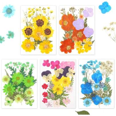 Flores Prensadas Secas para Resina, 5 Bolsas de 100 Piezas de Flores Prensadas, 5 Temas de Colores, Flores Secas para Arte de Uñas, Resina, Diseño de Joyería de (Tipo 6),37627808
