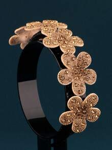 Nuevo diadema floral con 5 flores adornadas con cristales de estilo barroco, elegante para fiestas, uso diario, regalo, accesorio de cabello versátil, disfraz del Día de San Valentín - A414 - Ver 4