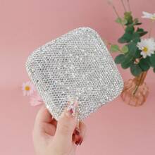 Rhinestone DecorationTravel Jewelry Box With Mirror, Jewelry Organizer And Storage, Portable Jewelry Box With Mirror Travel Jewelry Storage Box Ins Style Multi-Functional Jewelry Box Anti-Oxidation Large Capacity Jewelry Organizer Box - Multicolor - View 6