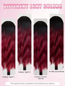 22 Inches Black And Red Wig Long Curly Wig With Bangs For Women Fluffy Wavy Two Tone Heat Resistant Synthetic Ombre Wig (Black And Red)Synthetic Fiber Wig Women Party Wig Realistic Natural Sexy Charming Heat Resistant Wig,Party Wig Accessories - Red Ombre - View 10