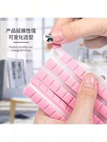 Pink Reusable Clay For Nail Display, Nail Glue Adhesive Clay, Professional Manicure Practice Tool - Apricot - View 3