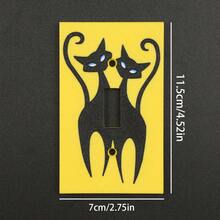 1个亮黄色背景黑猫贴纸开关装饰框，3D卡通猫墙壁开关面板装饰，适用于客厅和卧室墙壁开关装饰，附带螺丝，无需电源