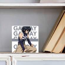 Decorative Wooden Box With Anime-Style Male Character Illustration - Spiky Black Hair, Dark Blue Striped Sleeveless Top, Light Brown Loose Pants - Dynamic Ready Stance Design, White Box With Gray 'GAY' Text Background, Perfect For Anime Fans & Collectors - 白色 - 查看 2