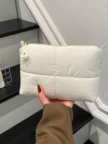 1pc This Stylish Solid-Color, Minimalist Diamond-Patterned Clutch Bag Features A Nylon Zipper Closure. Its Unique Design Makes It A Versatile And Chic Everyday Storage Bag, Available In Multiple Colors. A Must-Have Fashion Item And A Perfect Gift For Friends. - Solid Color Storage Bag - View 11