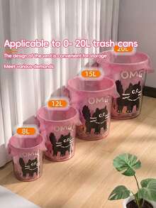 50pcs Thickened Garbage Bags, Vest-Style Portable Household Trash Bags, Cute Red Cat Trash Bags, Large Kitchen Food Waste Bags, Economic And Practical Cleaning Bags