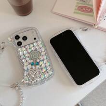 High-Quality Luxury 3D Lollipop Rhinestone Handbag Design Phone Case With Chain, Compatible With Iphone 17 Pro Max/17 Pro/17, 16 Pro Max/16 Pro/16, 15 Pro Max/15 Pro/15, 14 Pro Max/14 Pro/14, New 13 Pro Max/13 Pro/13, Fashionable And Elegant - Silver - View 5