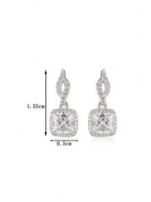 BLOVEMEE 2pcs Luxury 925 Sterling Silver 0.5Carat X 2 Princess Cut Moissanite Stud Earrings, Suitable For Women's Daily Wear, Party, Holiday, Mother's Day, Birthday, Wedding Anniversary, Women's Jewelry Gift