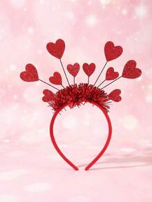 Diadema con corazón rojo lindo - Accesorio para fotografías y citas - Regalo de tocado con corazón dulce para niñas, fiesta, Día de San Valentín, disfraz - Multicolor - Ver 3