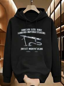 Sudadera con capucha informal con gráfico negro para oto?o, 100 % algodón, corte holgado, informal, transpirable - nero - Visualizzare 2