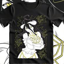 Albedo Overlord Tshirt, Anime Overlord Character, Demon Girl, Succubus, Ainz Ooal Gown, Momonga, Tomb Of Nazarick, Anime Streetwear - 黑色 - 查看 1