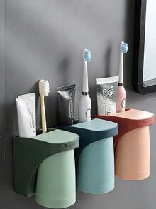 Taza magnética volteable, taza de enjuague minimalista transparente para el hogar, taza para cepillo de dientes montada en la pared, soporte para cepillo de dientes - Multicolor - Ver 4