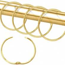 Gold Shower Curtain Hooks, Thickened Metal Material, Waterproof And Rust-Proof, Stainless Steel, Easy Installation, Anti-Slip. Suitable For Bathroom, Bedroom, Living Room, Windows, And An Ideal Choice For Home Bathroom Decor And Autumn Decoration. - Multicolor - View 2