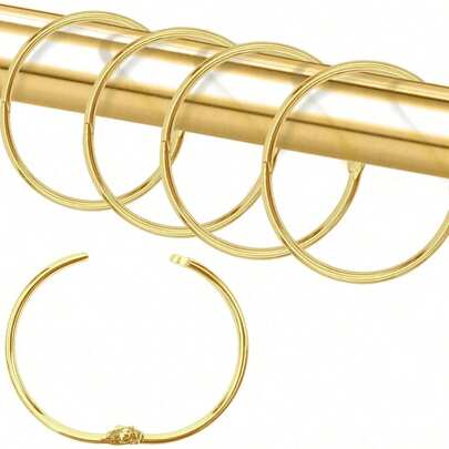 Gold Shower Curtain Hooks, Thickened Metal Material, Waterproof And Rust-Proof, Stainless Steel, Easy Installation, Anti-Slip. Suitable For Bathroom, Bedroom, Living Room, Windows, And An Ideal Choice For Home Bathroom Decor And Autumn Decoration.