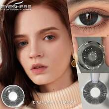 Eyeshare 1 para miękkich soczewek kontaktowych w kolorze naturalnym, czarne soczewki, brązowe soczewki, szare źrenice, niebieskie soczewki, roczne, średnica 14,2 mm, odpowiednie do noszenia na co dzień lub na randkę - Jednorazowe na rok - Zobacz 4