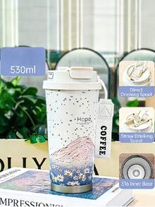 1个530毫升大容量双口保温杯，便携式咖啡杯，保温水瓶，适合车载、户外、徒步旅行等各种场合，是送给家人和朋友的独特礼物 - 彩色 - 查看 7