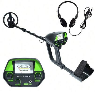 1台专业金属探测器MD-5090，高精度工业测量仪器，灵敏度可调，电池供电，塑料材质，需自行组装，工作电压≤36V - 可检测：金、银、铜、铁 - 不含电池 - 带耳机