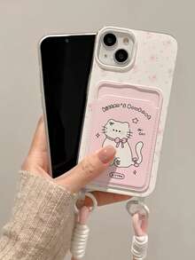 1pc Splatter Paint Animal 3D Cartoon Phone Case With Lanyard, Compatible With Apple 16 Pro Max/16 Pro/16 Plus/16/15 Pro Max/15 Pro/15 Plus/14 Pro Max/14 Pro/14 Plus/14/13 Pro Max/13 Pro/13/12 Pro Max/12 Pro/12/11 Pro Max/11 - Pink - View 7