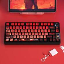 1 Set Creative Cartoon Asuka 122 Key Keycaps, Red Keycaps On 4 Sides, PBT+PC Material, High OEM Keycaps, Suitable For 61/68/75/84/87/89/96/98, 100/104/108 Key Layout Mechanical Keyboards - Multicolor - View 4
