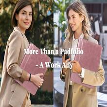 Women Portfolio, Zipper Binder Portfolio For Women, 3 Ring Binders 1 Inch, PU Leather Padfolio Folder, Business Portfolio Organizer With A4 Legal Pads, Thin PU Leather Professional Binder, Gift For Her - 玫瑰金 - 查看 4