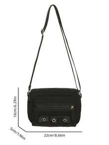 Minimalist Square Bag, Solid Black, Adjustable Strap - Black - View 3