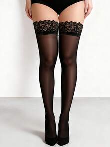 Große Größen Schwarze Spitze Oberteil Transparente Oberschenkel Hohe Strümpfe Dessous Strumpfhose (Hinweis: Diese Größe ist möglicherweise nicht für Damen mit dicken Waden geeignet, bitte hinterlassen Sie keine negative Bewertung, wenn es Ihnen nicht gefällt, vielen Dank) - Verschiedenfarbig - Übersicht 7